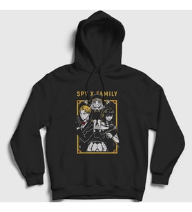 Presmono Unisex Siyah Poster Anime Spy X Family Kapüşonlu Sweatshirt 318477tt