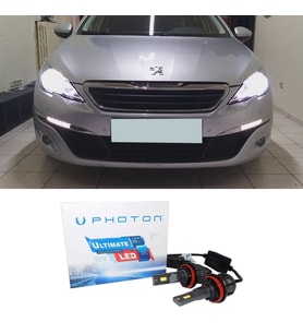 Peugeot 308 Led Xenon Kısa Far Ampulü H7 Ultimate 9500 Lumens Yeni Seri Beyaz
