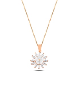 Zirkon Taşlı Rose Manolya Çiçeği Model 2 Kadın Gümüş Kolye GKLMNLYCCK2-ROS 6018600757709