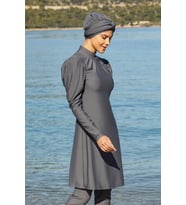 Adasea 4252 Antrasit  Lycralı Tasarım Tesettür Mayo