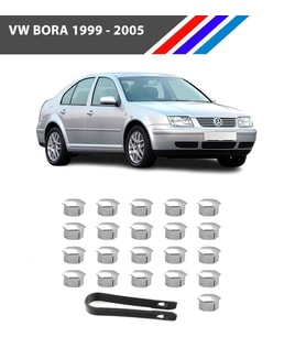Otozet - VW Bora Bijon Civata Kapağı Krom Renk 21 Parçalı Set 17mm 1999 - 2005