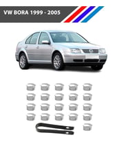 Otozet - VW Bora Bijon Civata Kapağı Krom Renk 21 Parçalı Set 17mm 1999 - 2005