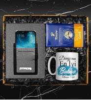 Babalar Gününe Özel Kişiye Özel Kupa & 250 Gram Tchibo Special Filtre Kahve & Kişiye Özel Defter Hediye Seti