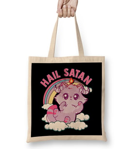 Funny Satanic Hail Satan Kitten Cute Rainbow Cat Bez Çanta Uzun Saplı
