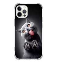 PrintiFy Apple iPhone 12 Pro Max Uyumlu Kedi 2 Baskılı Şeffaf Köşe Korumalı Antişok Kılıf