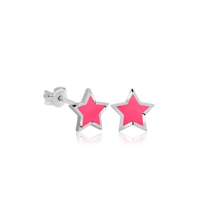 Gümüş Fosforlu Pembe Yıldız Küpe CSR2183028