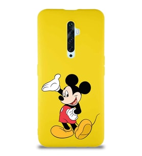 Oppo Reno 2Z Soft Premier Kapak Mickey Mouse-C Tasarımlı Silikon Kılıf - Sarı (Şeffaf)