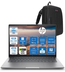 Hp Zbook 8 G1I Ultra 9 285H 64GB Ddr5 1tb SSD 4GB/RTXA500 14" Wuxga 300 Nit Windows 11 Pro Taşınabilir Iş Istasyonu B30HPESP22 + Zettaçanta
