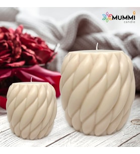 Soya Wax El Yapımı Büyük Boy Dekoratif İkili Mum Seti (Ekru)