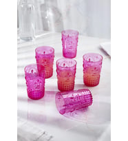 Akrilik Pembe 6'lı Kısa Bardak & Su Meşrubat Kahve Yanı Bardağı 400 ml ( Cam Değildir )