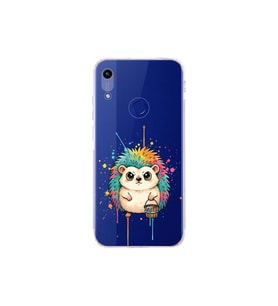 Honor 8A ile Uyumlu Splash Kirpi Tasarımlı Şeffaf Silikon Kılıf