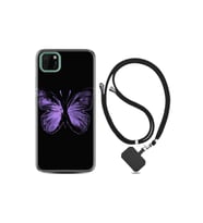 Huawei Y5p Kılıf Resimli Desenli Silikon Boyun Askılı Black Butterfly 1879