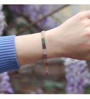 3 Sıra Renkli Zirkon Taşlı İnce Rose Gold Kaplama Su Yolu Gümüş Bileklik