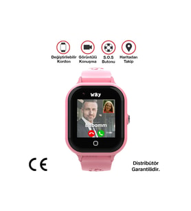 Çocuk Akıllı Saat GPS, SOS, Güvenli Alan, Çoklu Görüntülü Görüşme Pembe