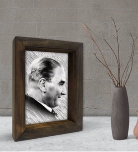 BK Gift Atatürk Tasarımlı Dekoratif Doğal Masif Ahşap Çerçeve 15x20cm-33 (Beyaz)