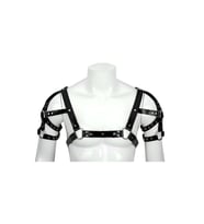 Omuz ve Kol Detaylı Şık Deri Erkek Harness, Erkek Club Giyim (Siyah)