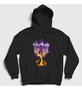 Presmono Unisex Siyah Phoenix Rising Deep Purple Kapüşonlu Sweatshirt 60743tt