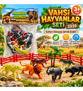 Oyuncak Vahşi Hayvanlar Seti Safari Hayvan Figürleri Çit ve Ağaç Aksesuarları