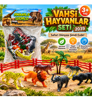 Oyuncak Vahşi Hayvanlar Seti Safari Hayvan Figürleri Çit ve Ağaç Aksesuarları
