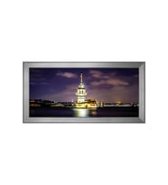 Şafak Sökerken Kız Kulesi Motifli Kanvas Tablo 80 x 110 cm Silver Çerçeve