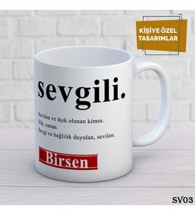 Sevgili Temalı İsme Özel Kupa Bardak