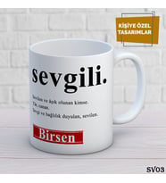 Sevgili Temalı İsme Özel Kupa Bardak