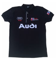 Erkek Polo Yakalı Audi Baskılı Kısa Kollu Siyah Tişört ETP-AUD