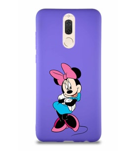 Huawei Mate 10 Lite Soft Premier Kapak Minnie Mouse-D Tasarımlı Silikon Kılıf - Mor (Şeffaf)
