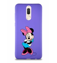 Huawei Mate 10 Lite Soft Premier Kapak Minnie Mouse-D Tasarımlı Silikon Kılıf - Mor (Şeffaf)