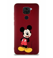 Xiaomi Redmi Note 9 Soft Premier Kapak Mickey Mouse-B Tasarımlı Silikon Kılıf - Mürdüm (Şeffaf)