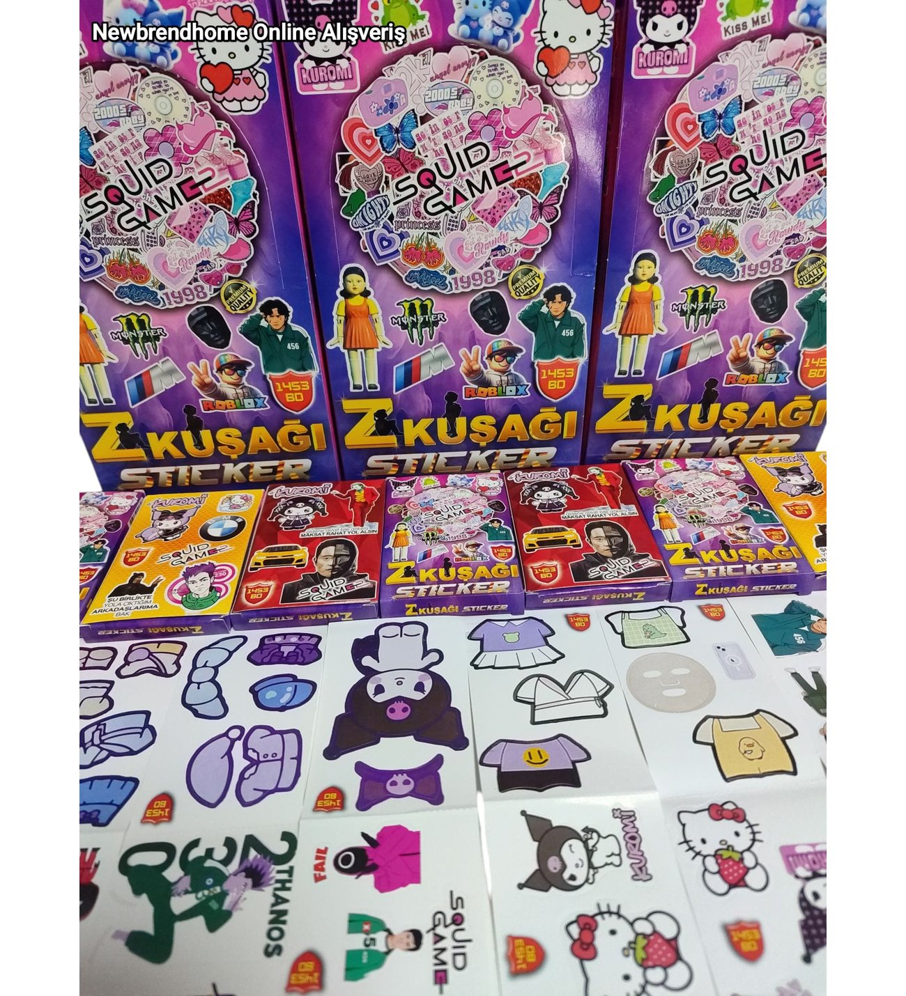 Z Kuşağı Sticker(48 Minik Kutu)SquidGame Kuromi Roblox Birbirinden