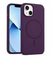 Coverzone ?phone 15 Plus ile Uyumlu Kadife ?� Y�zeyli Premium Silikon K?l?f MagSafe ile Uyumlu Kablosuz ?arj Destekli Darbe Emici Yumu?ak Dokulu Koruma Tasar?ml? Telefon K?l?f? Derin Mor
