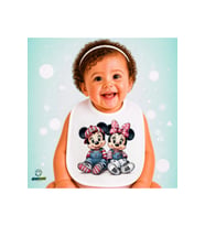 Mickey ve Minnie Keten Bebek Mama Önlüğü – Yumuşak, Emici, Yıkanabilir, Özel Tasarım P133