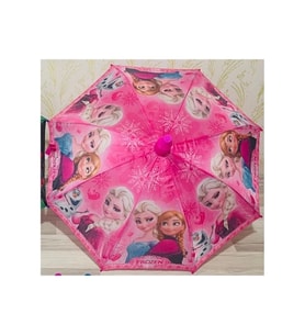 Frozen Bardaklı Elsa Anna Kumaş Çocuk Şemsiyesi (Pudra Pembe)
