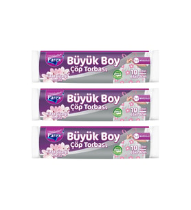 Büzgülü 10'lu Çöp Torbası Kiraz Çiçeği Kokulu Büyük Boy 65 x 70 cm Üçlü Paket