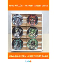 Hayalet İskelet Temalı Yuvarlak Cam Puro Küllük, şık ve dayanıklı tasarım