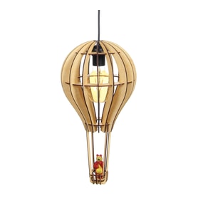 Çocuk Genç Odası İçin Doğal Ahşap Mdf 3D Puzzle Lazer Uçan Balon Avize - Biblo Ampul Dahil Değildir