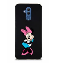 Huawei Mate 20 Lite Soft Premier Kapak Minnie Mouse-D Tasarımlı Silikon Kılıf - Siyah (Şeffaf)