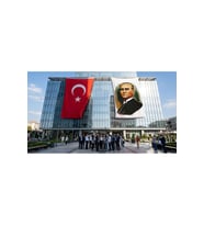 Mustafa K. Atatürk Portresi Bayrak ve Türk Bayrağı Premium Raşel Kumaş 2'li Set 10x15 metre ATA12