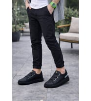 Mirox Erkek Bağcıksız 3 Bant Lastikli Günlük Sneaker Ayakkabı - Siyah