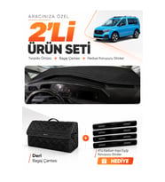 e-biz FORD TOURNEO CONNECT (2023-2026) Uyumlu Torpido Örtüsü + Deri Bagaj Çantası - Siyah - FO024