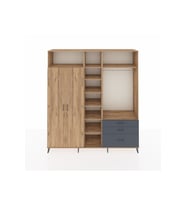 Hyperion Dolap 9 Raflı 3 Çekmeceli 2 Askılı 220x44x243 Çam-Çam/Antrasit