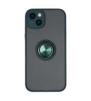 iPhone 14 Kılıf Montreal Yüzüklü Silikon Kapak - Yeşil