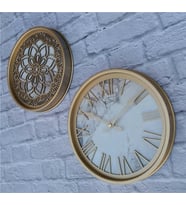 Markakanvas Altın(Gold) Renk Metal Kasalı Mermer Desenli  Duvar Saati  Ve Tablo (Altın)