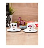 Kişiye Özel Mickey Mouse Tasarımlı 2'li PORSELEN Fincan Takımı