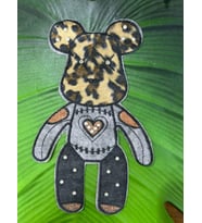 TAŞ BONCUK İŞLEME KADİFE AYI ARMA DİKİŞ APLİKE 25X16 CM