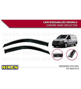 Mercedes Vito Kromlu Cam Rüzgarlığı 2' li Niken 2015+ (Beyaz)