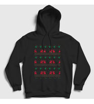 Presmono Unisex Siyah Deers Geyikler V2 Yılbaşı Kapüşonlu Sweatshirt 269437tt