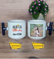 Harita Mühendisi Kupa Bardak Fotoğraflı T Lacivert Kulplu Mühendisler Günü Hediye