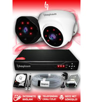 BAYICAM 2 Kameralı Uzay 1 İç Kamera Set 100 GB HDD Full HD Gece Görüşlü Güvenlik Kamerası Sistemi